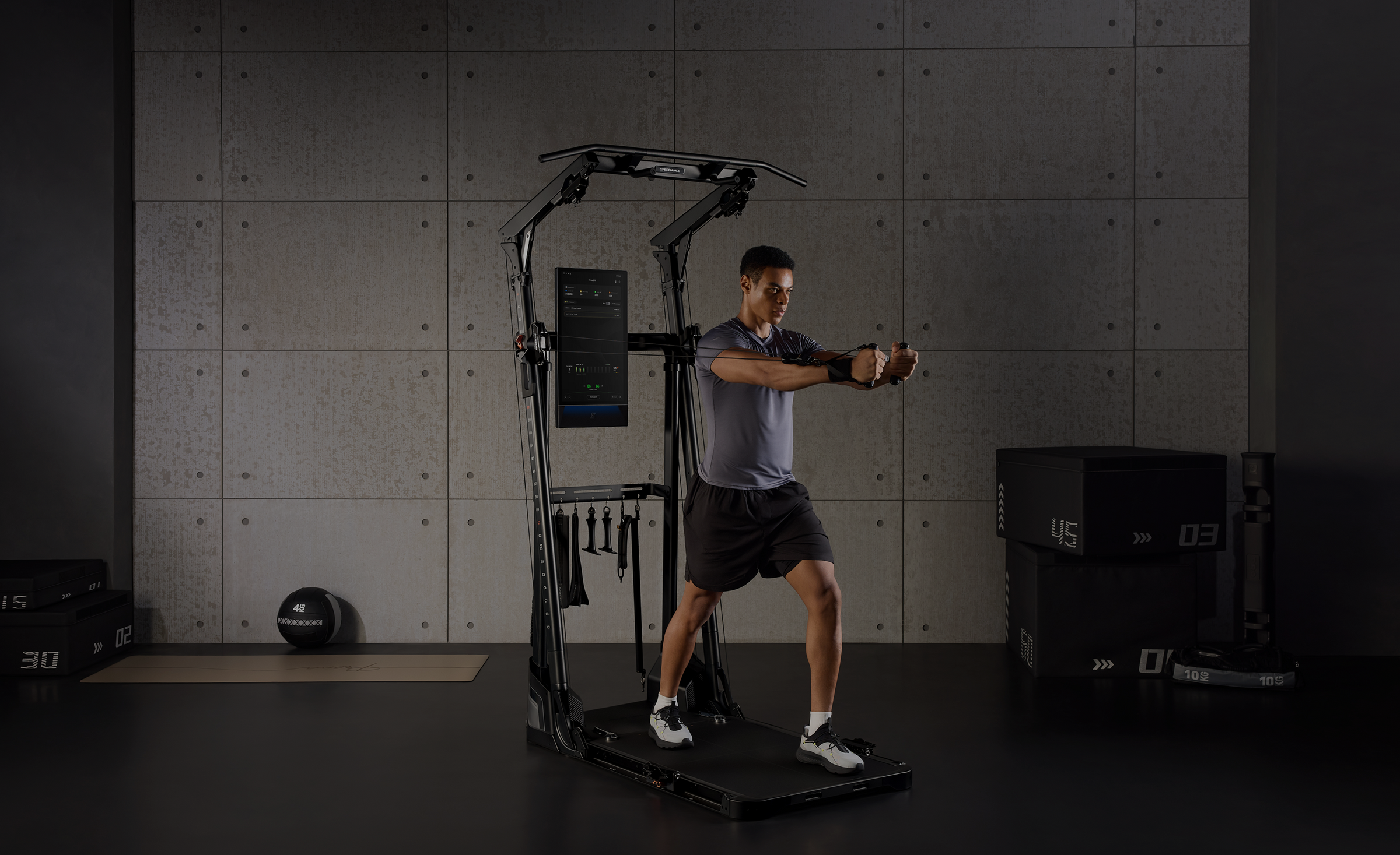 Gym Monster Ultra in a dark, professional training setting